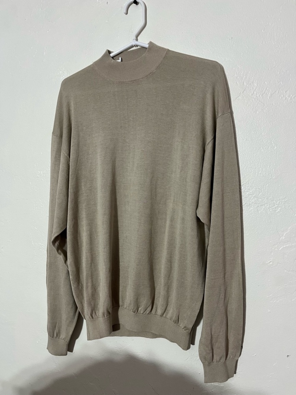 😍 Silk Knit Sweater Men’s Vintage Baracuta Brand Size Large Cream Beige Cotton